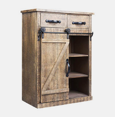 Rustic Sliding Barn Door Console Cabinet-a3